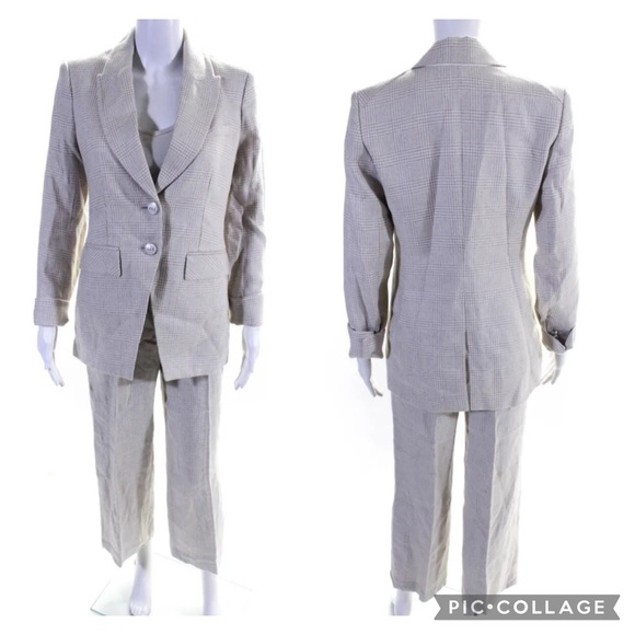 NWT Veronica Beard SUIT SET Mathi Jacket Blazer Isley Pant Trouser 4 Oatmeal - Picture 9 of 11